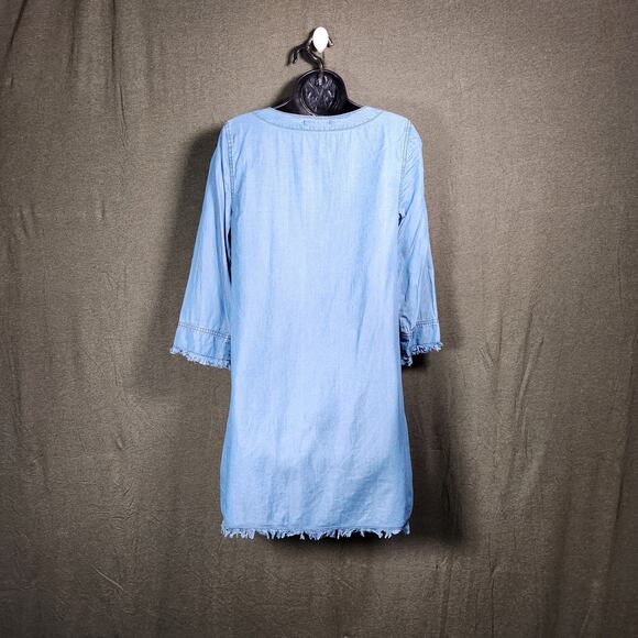 MICHAEL STARS Dress Womens Small S Blue Chambray Fringe Boho Western Festival - Picture 3 of 10
